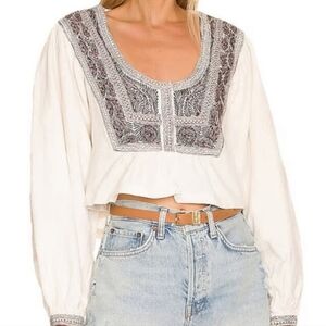 Free people long sleeve embroidered top